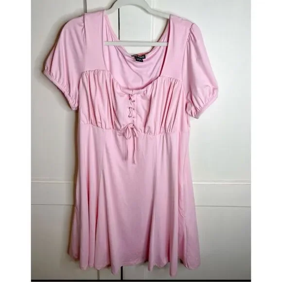 Hot Topic Pastel Pink Empire Dress Baby Pink Plus Size 2 Nwot - Picture 3 of 6